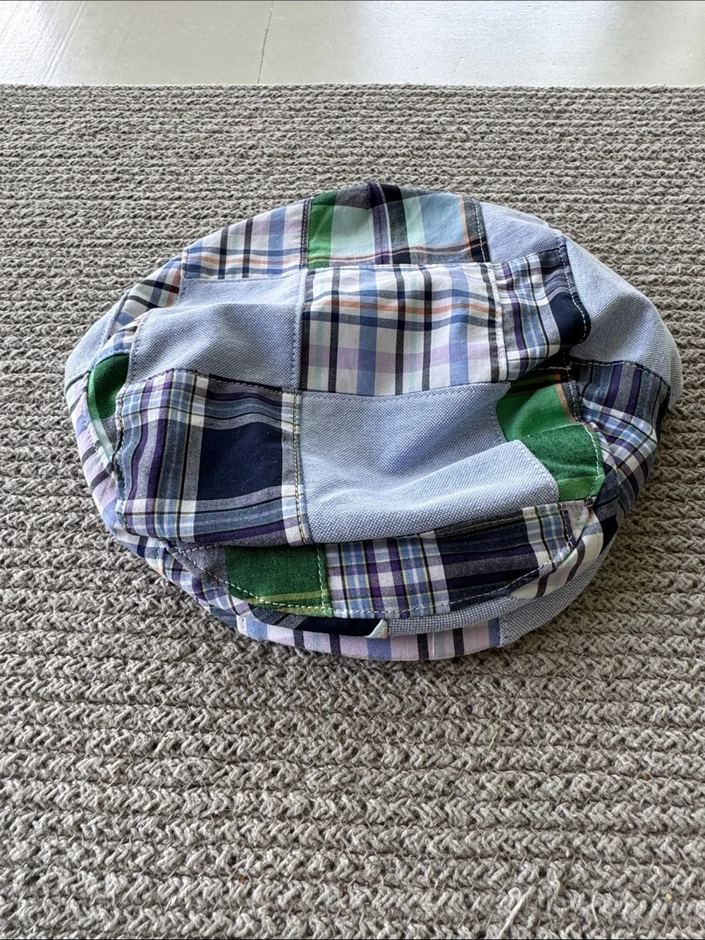 Janie and Jack Patchwork Newsboy Cap in Light Blue and Green Plaid 12-24 Months